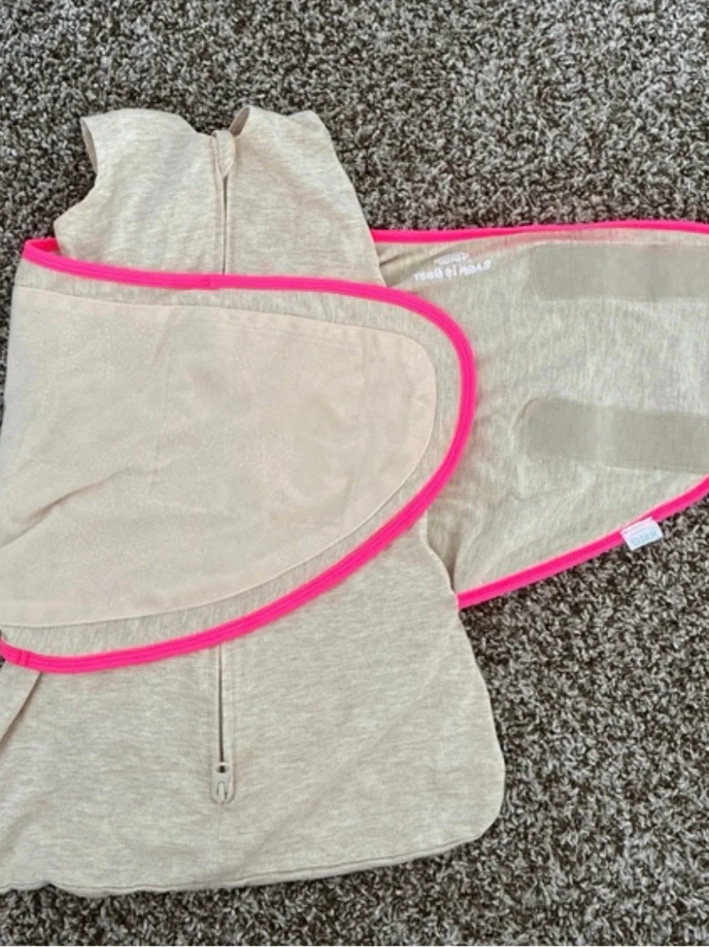 HALO SleepSack Swaddle in Heather Cream with Pink Trim